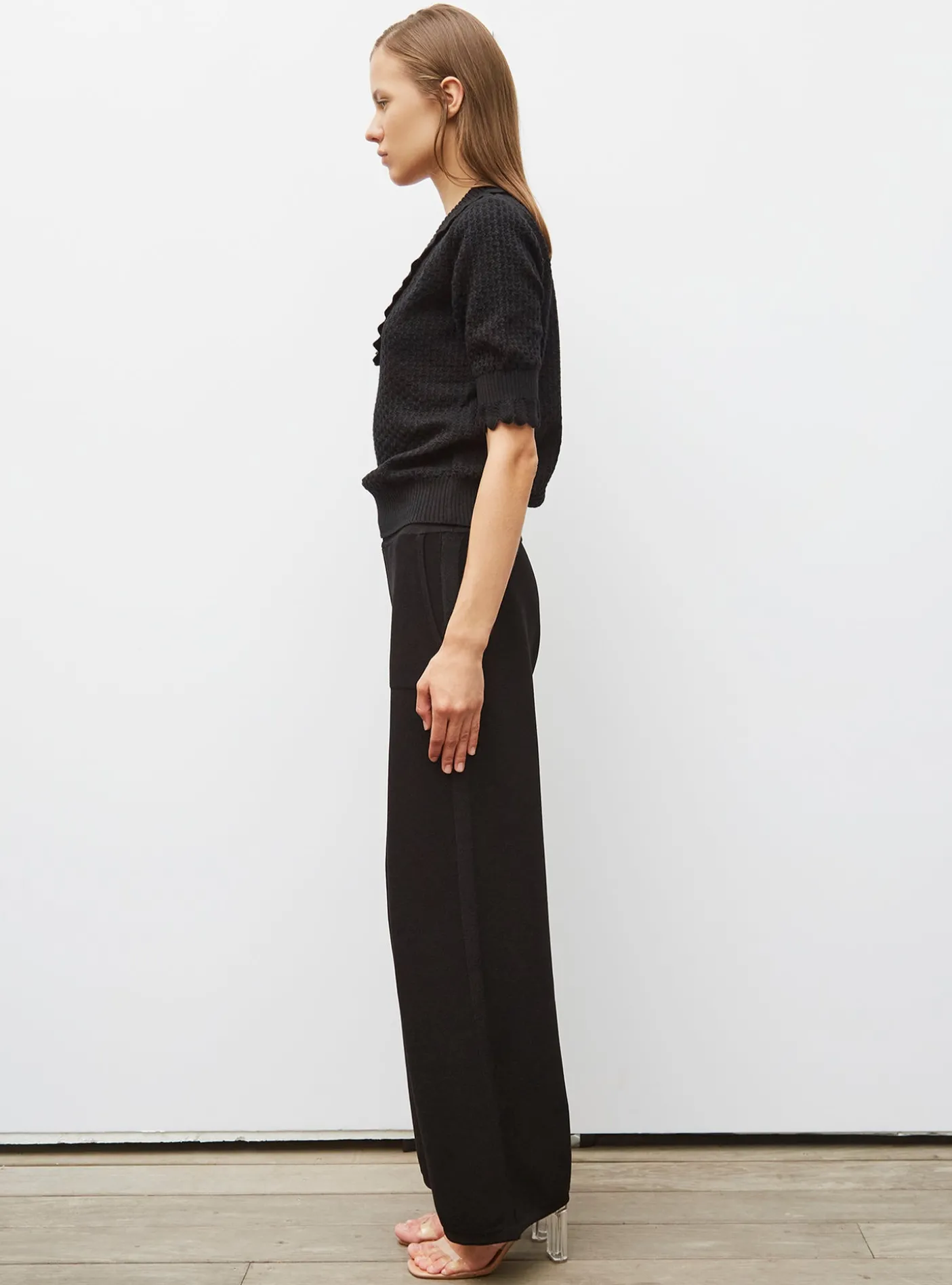 pantalon taille haute maille jersey