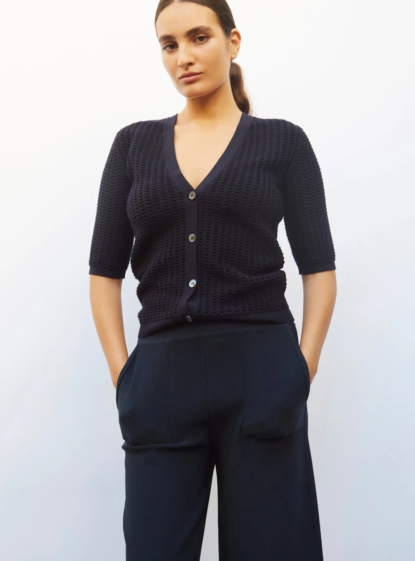 pantalon taille haute maille jersey