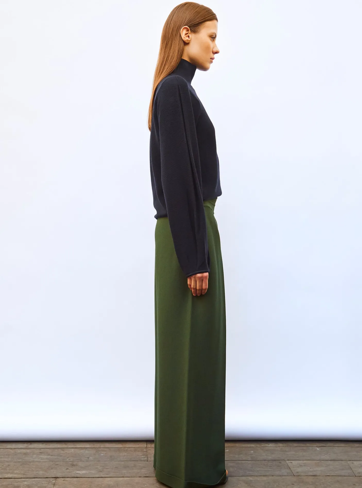 pantalon taille haute maille couture