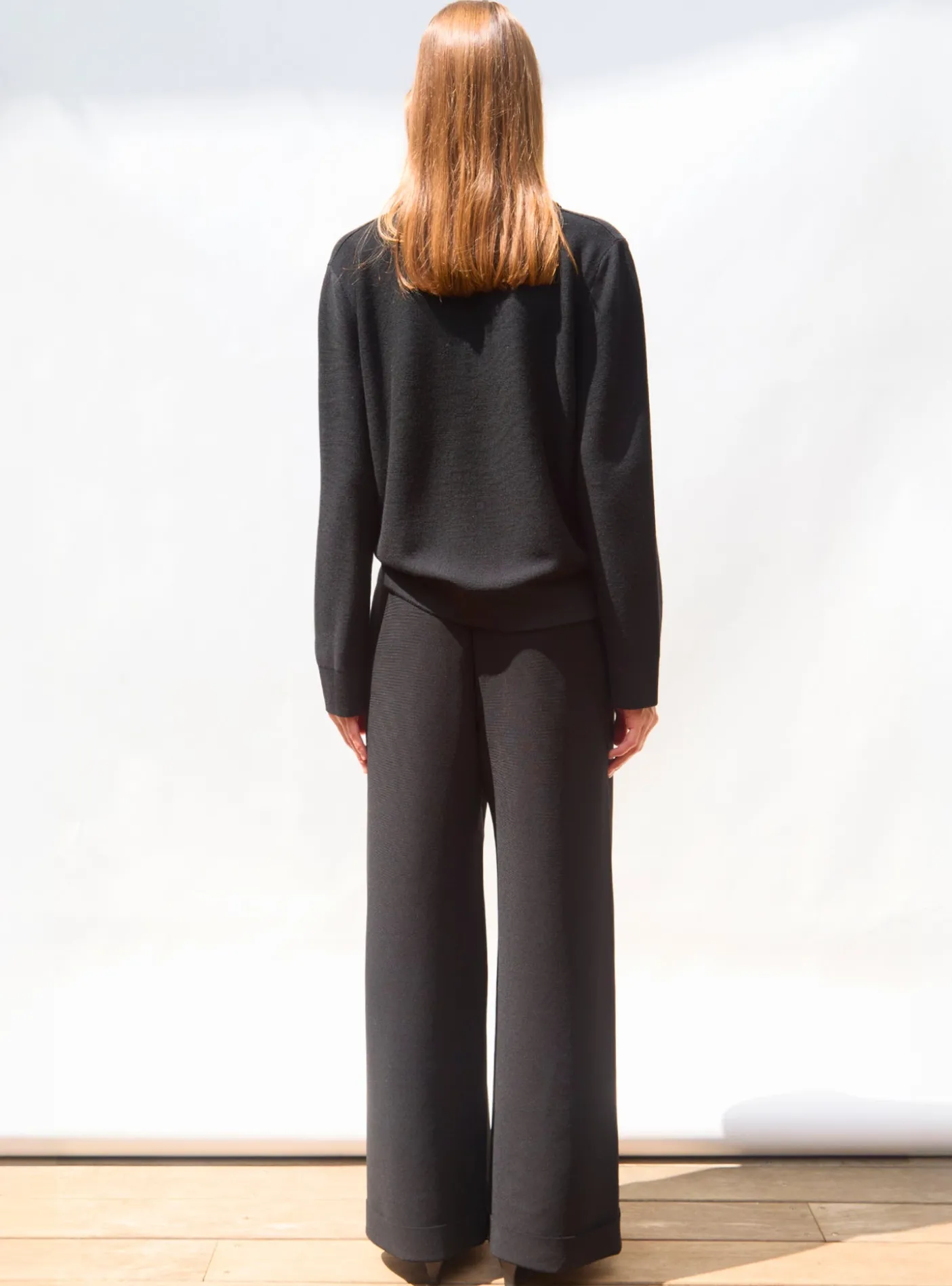 pantalon taille haute maille couture