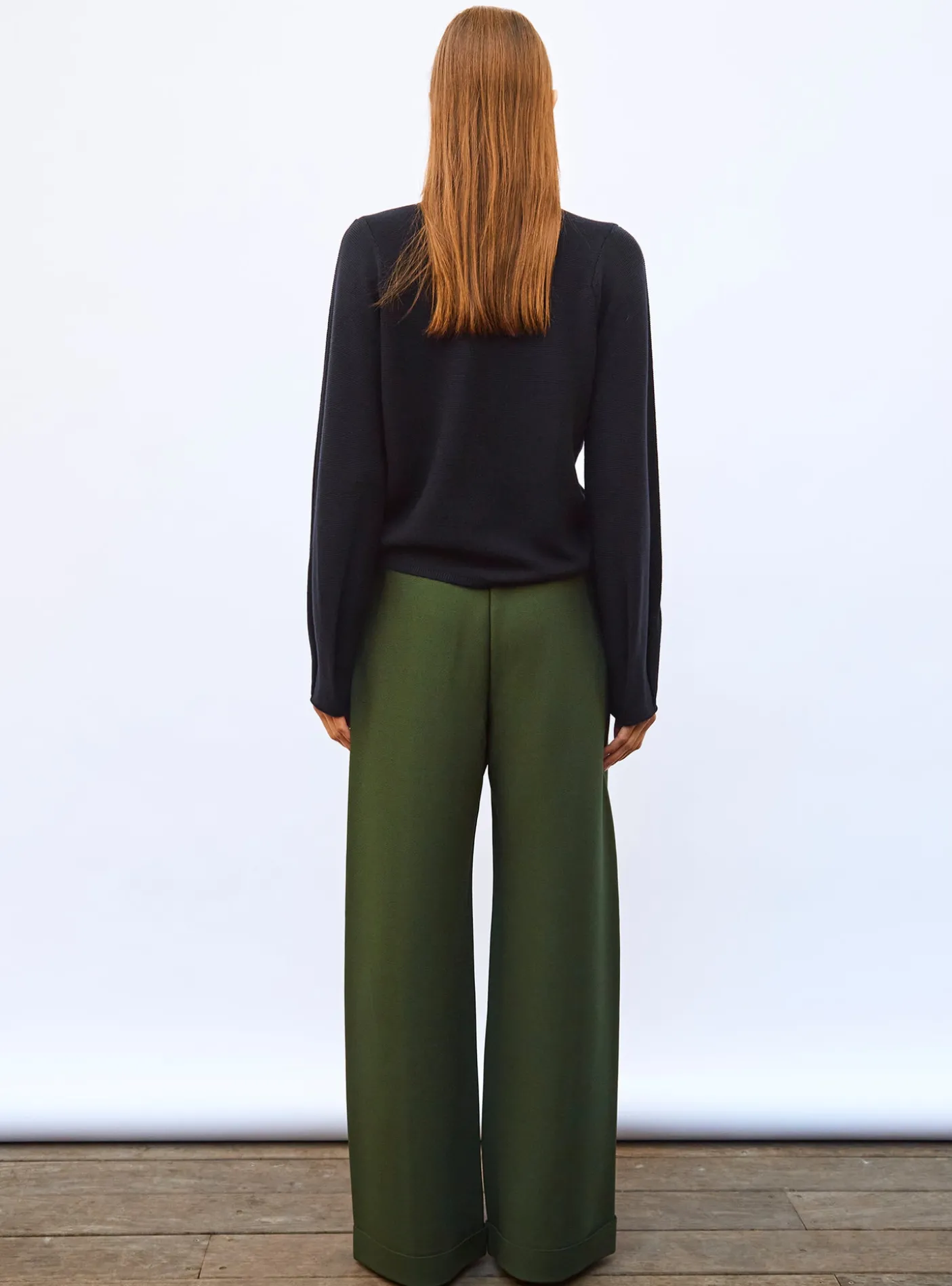 pantalon taille haute maille couture