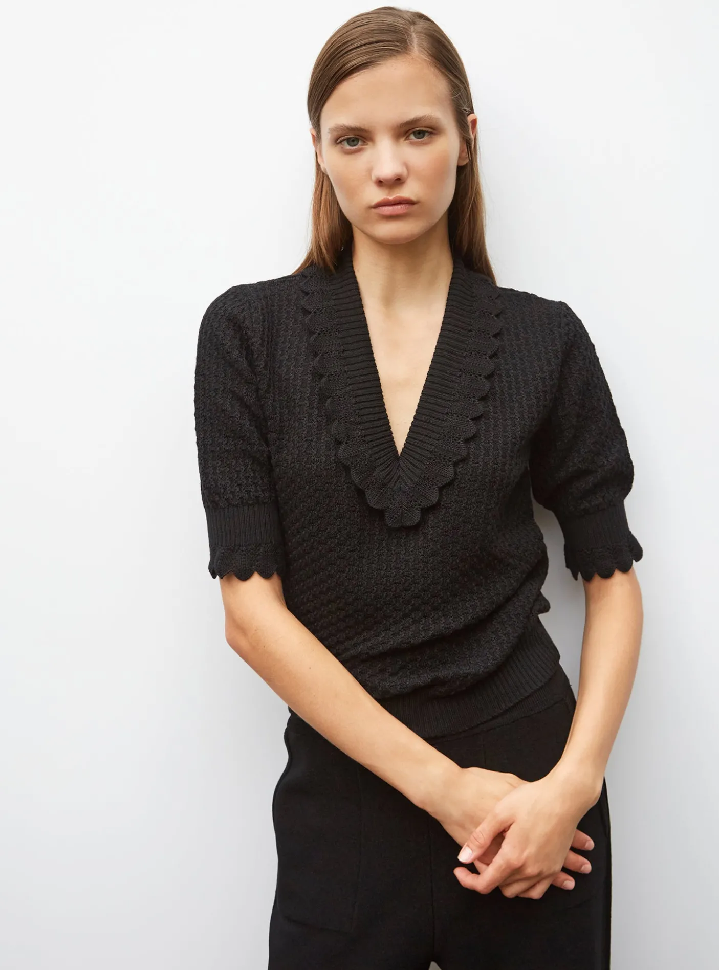 pantalon taille haute maille jersey