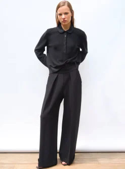 pantalon taille haute maille couture