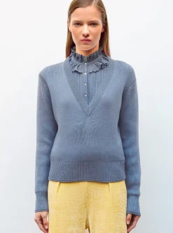 pull col v maille pleine