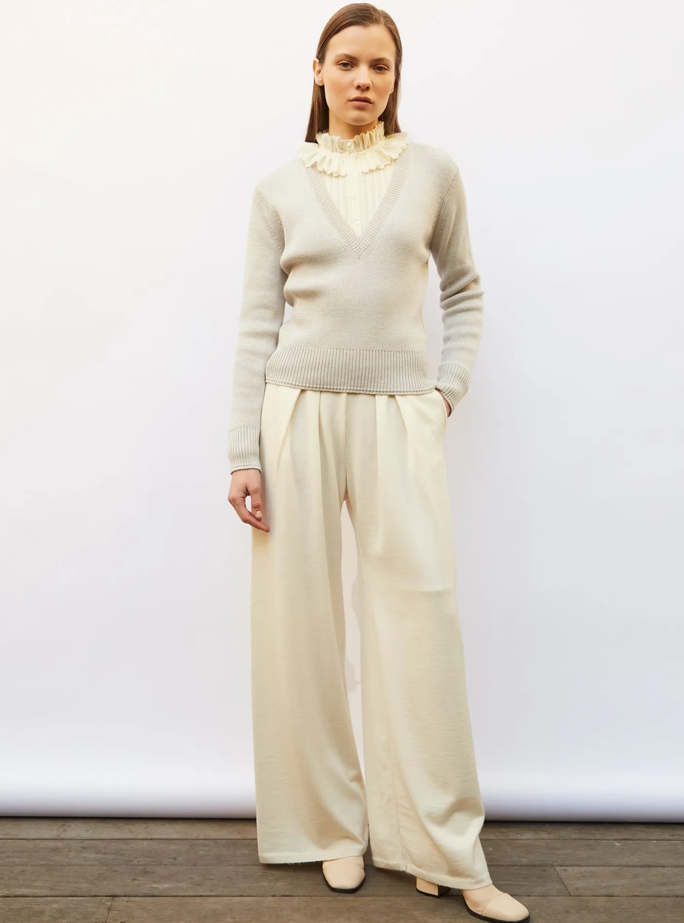 pull col v maille pleine