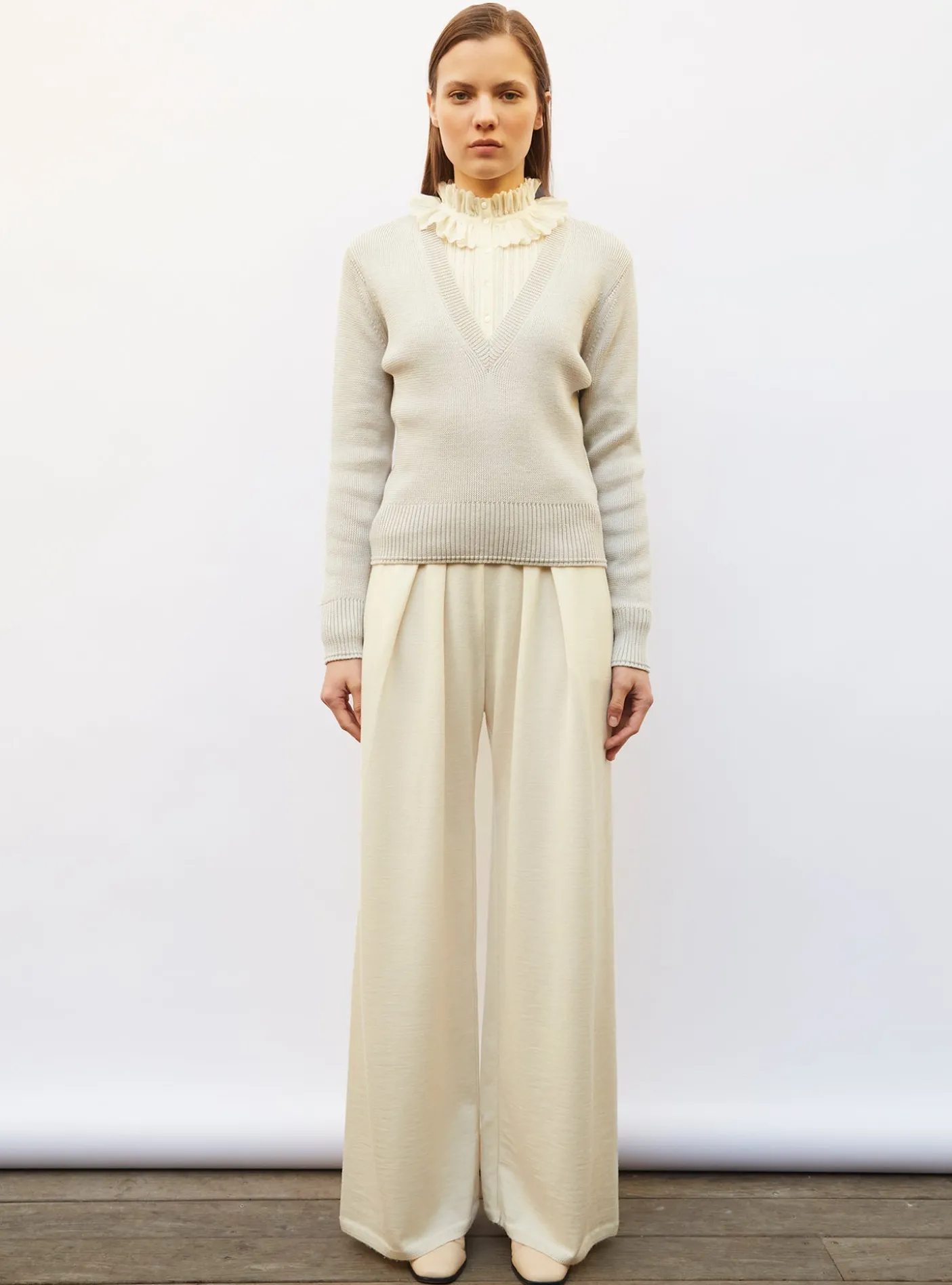 pull col v maille pleine