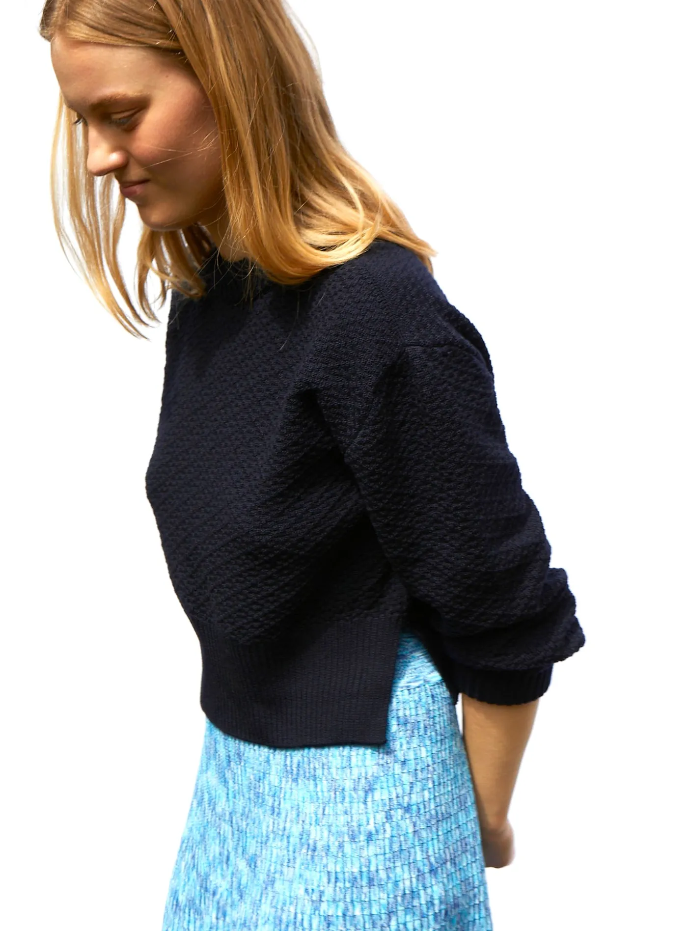 pull court maille damier