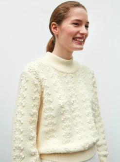 pull en maille motif floral