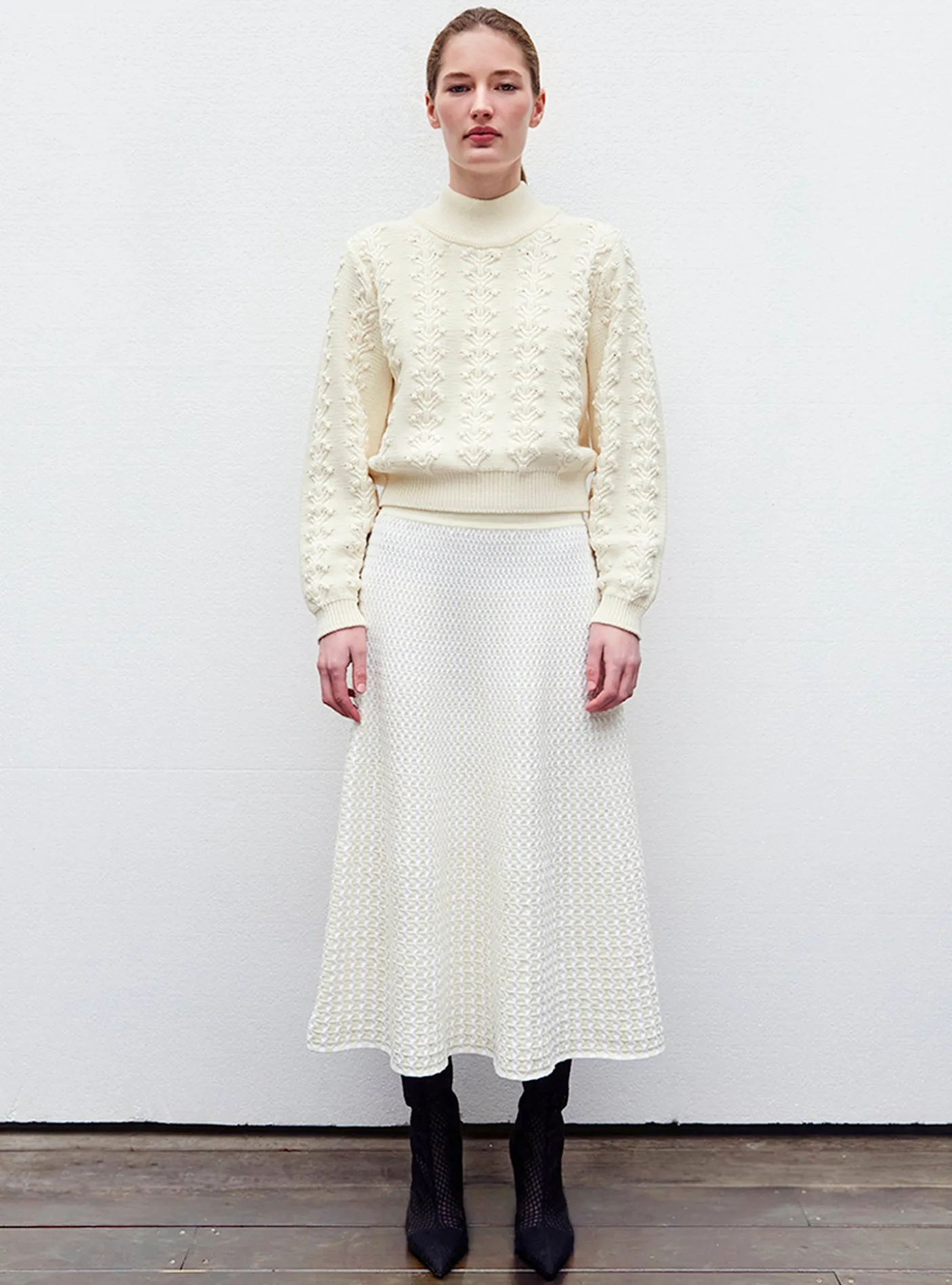 pull en maille motif floral