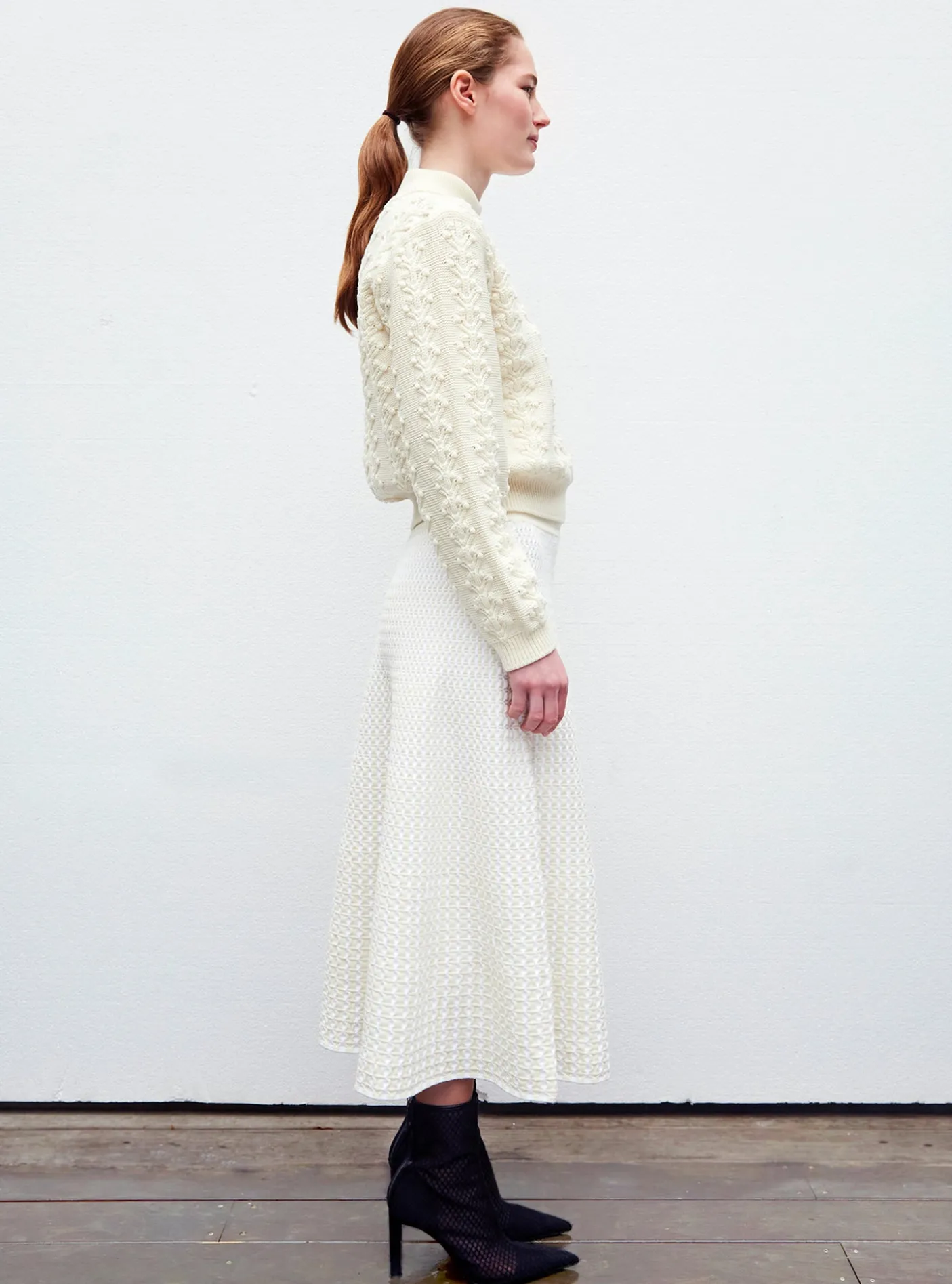 pull en maille motif floral