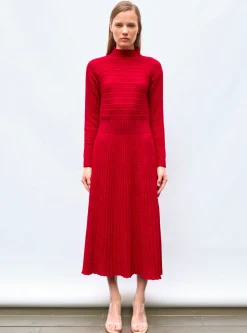 robe longue maille plissée