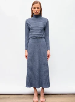 robe longue maille plissée