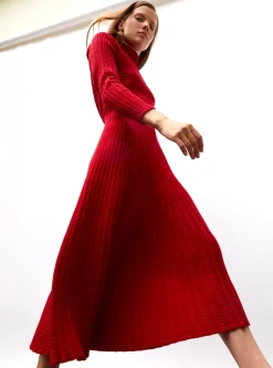 robe longue maille plissée