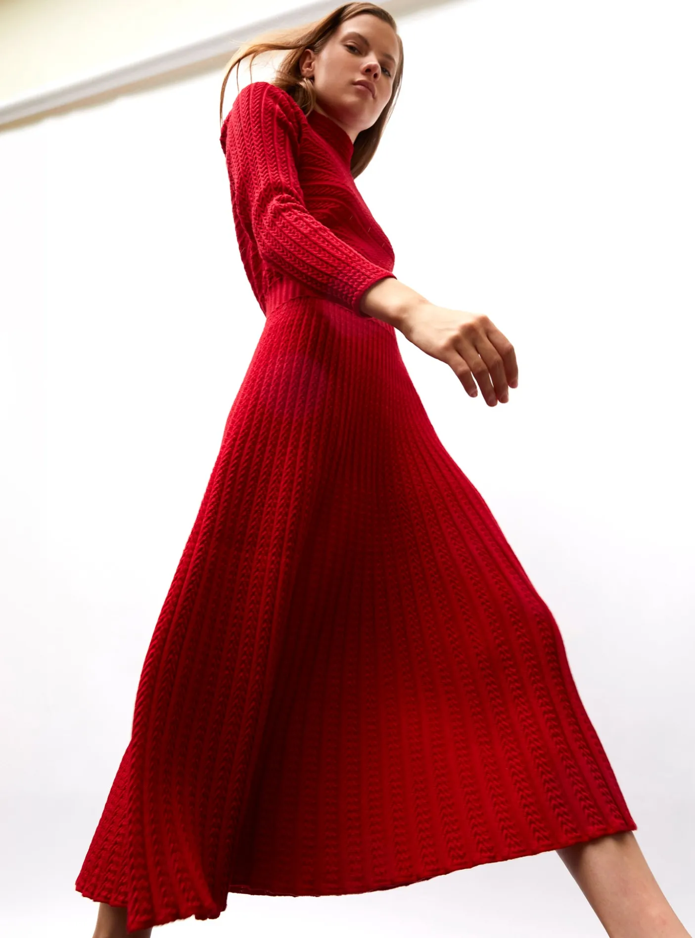 robe longue maille plissée