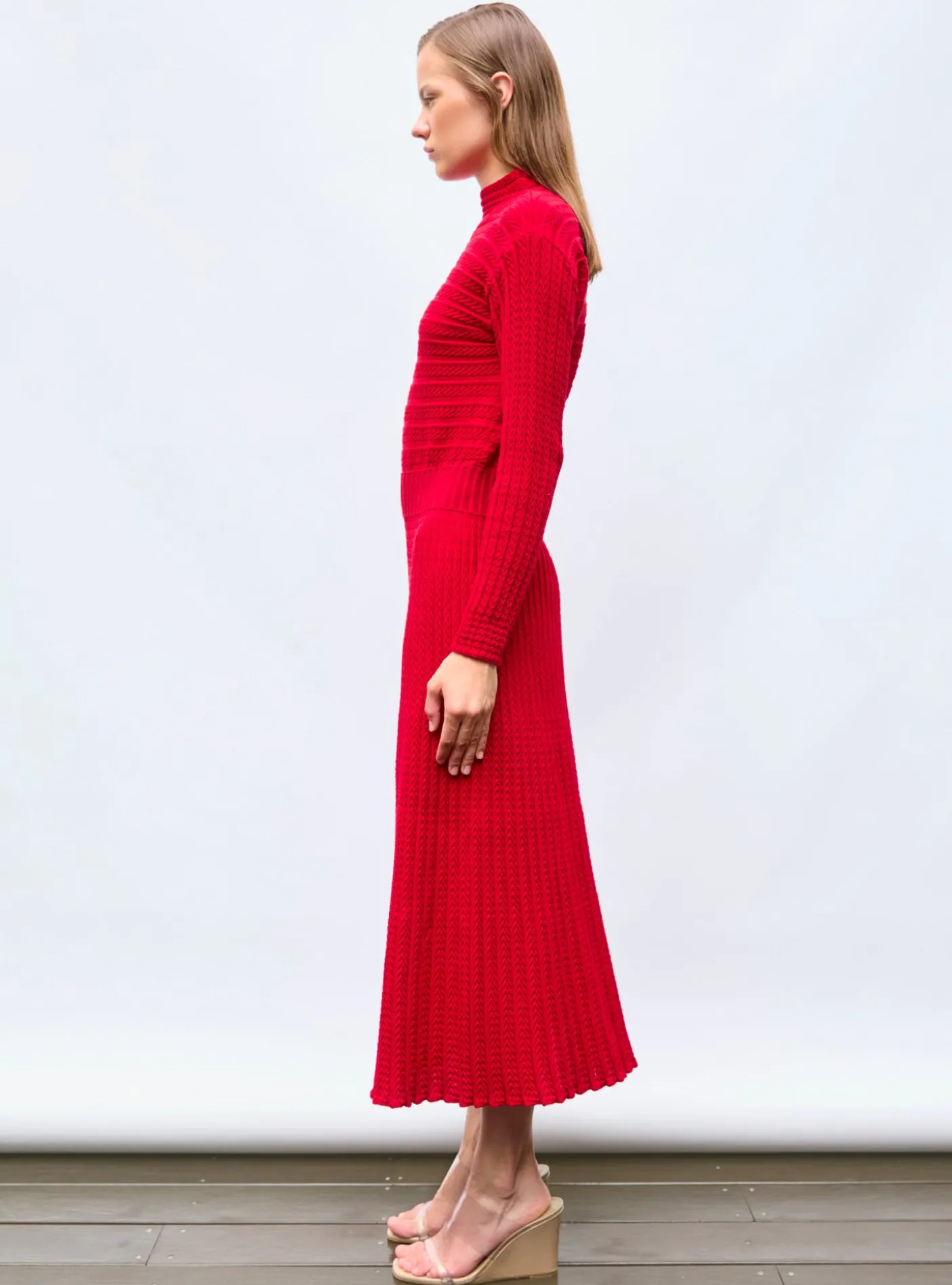 robe longue maille plissée