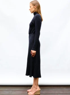 robe longue maille plissée