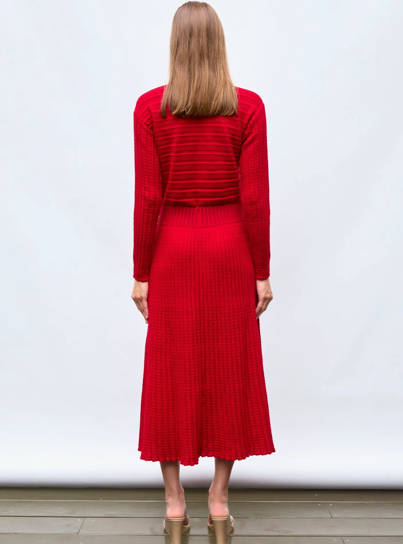 robe longue maille plissée