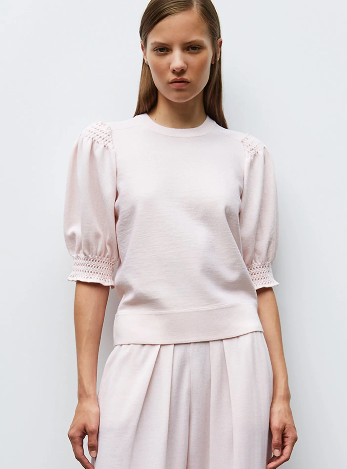 top à détails en maille smockée