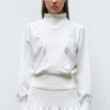 top à plastron smocké