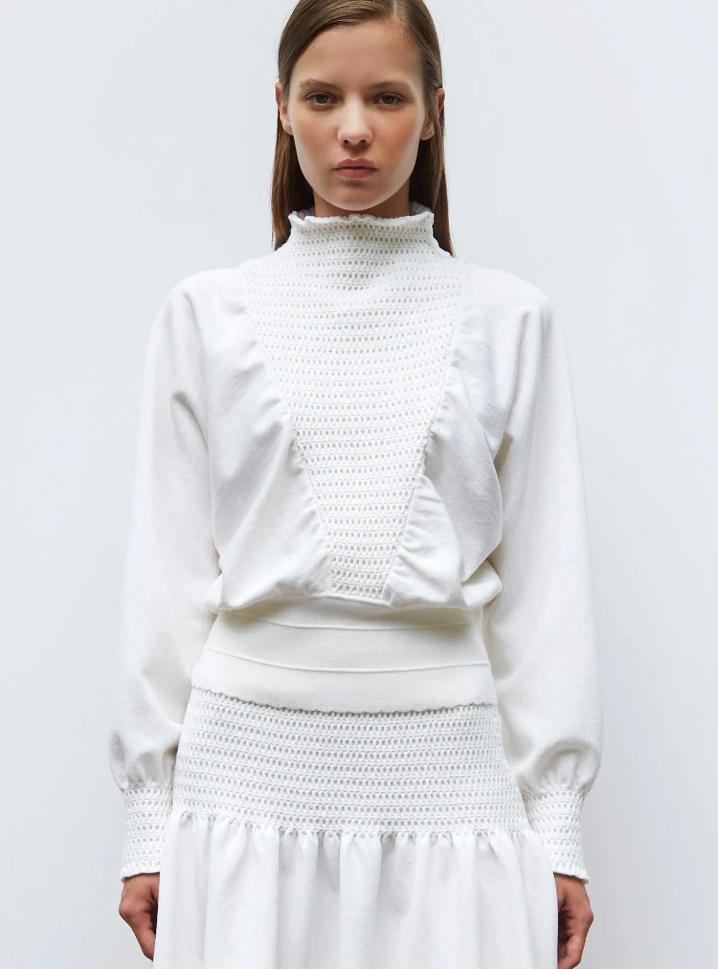 top à plastron smocké