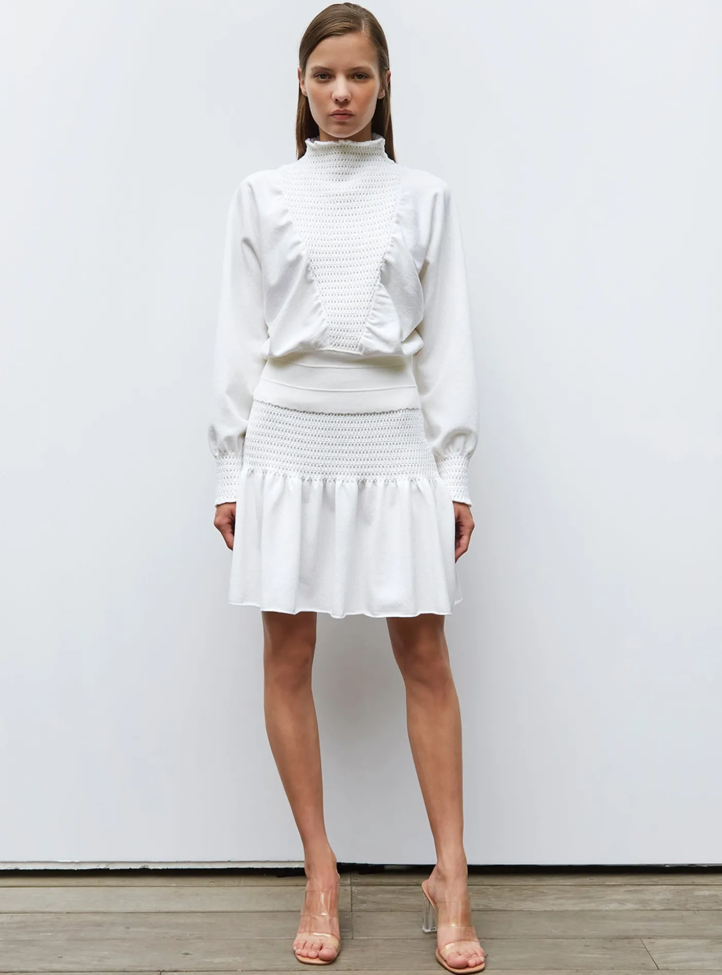 top à plastron smocké