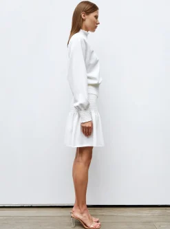 top à plastron smocké