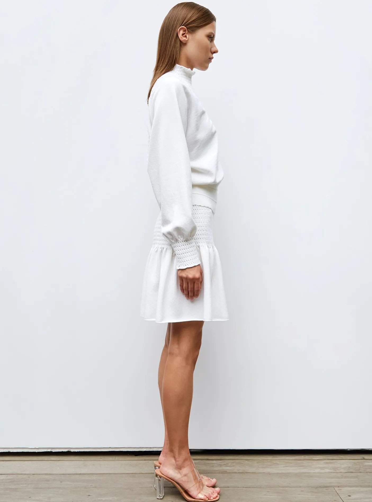 top à plastron smocké