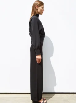top à plastron smocké