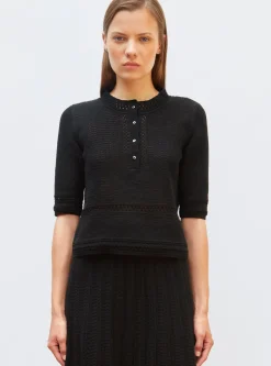 top délicat maille crochet