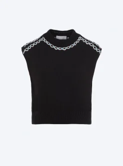 top en maille brodé main