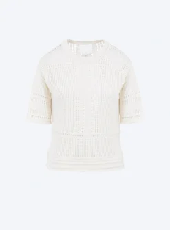 top en maille cannage ajouré