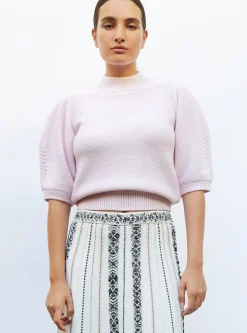 top en maille manches bouffantes