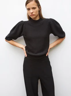 top en maille manches bouffantes