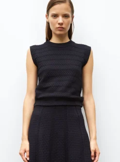 top en maille panier tressé