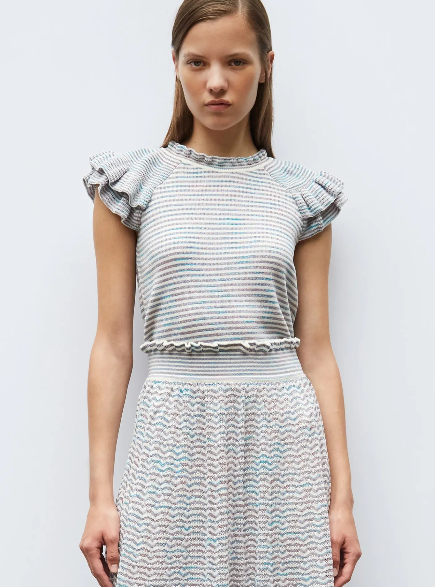 top en maille papier marbré