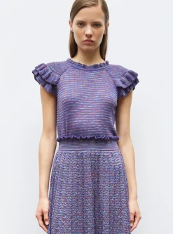 top en maille papier marbré