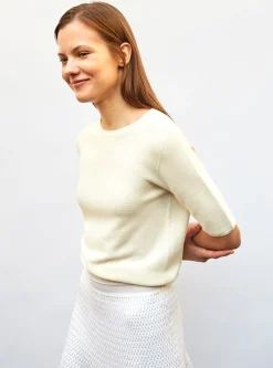 top fin maille manches coudes