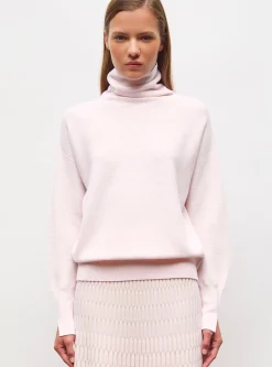 top fin maille point mousse col montant