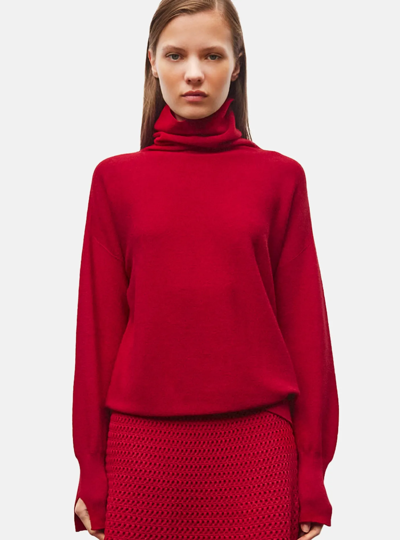 top fin maille point mousse col montant