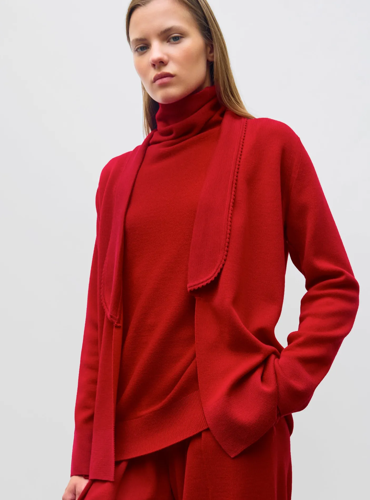 top fin maille point mousse col montant