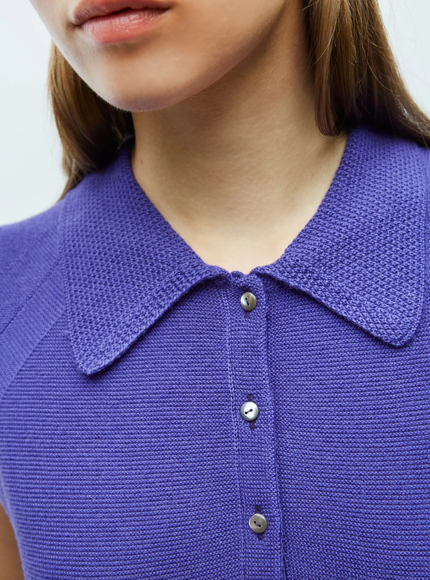 top maille petit col point de riz