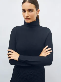 top maille point mousse col montant