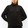 top maille pointelle col montant