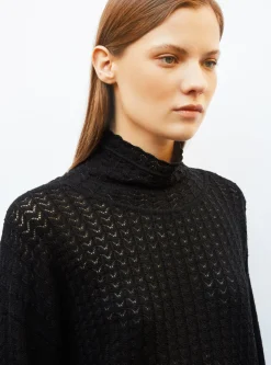 top maille pointelle col montant