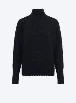 top maille pointelle col montant