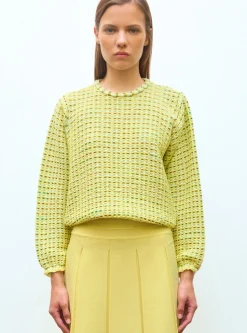 top maille tweedée col rond