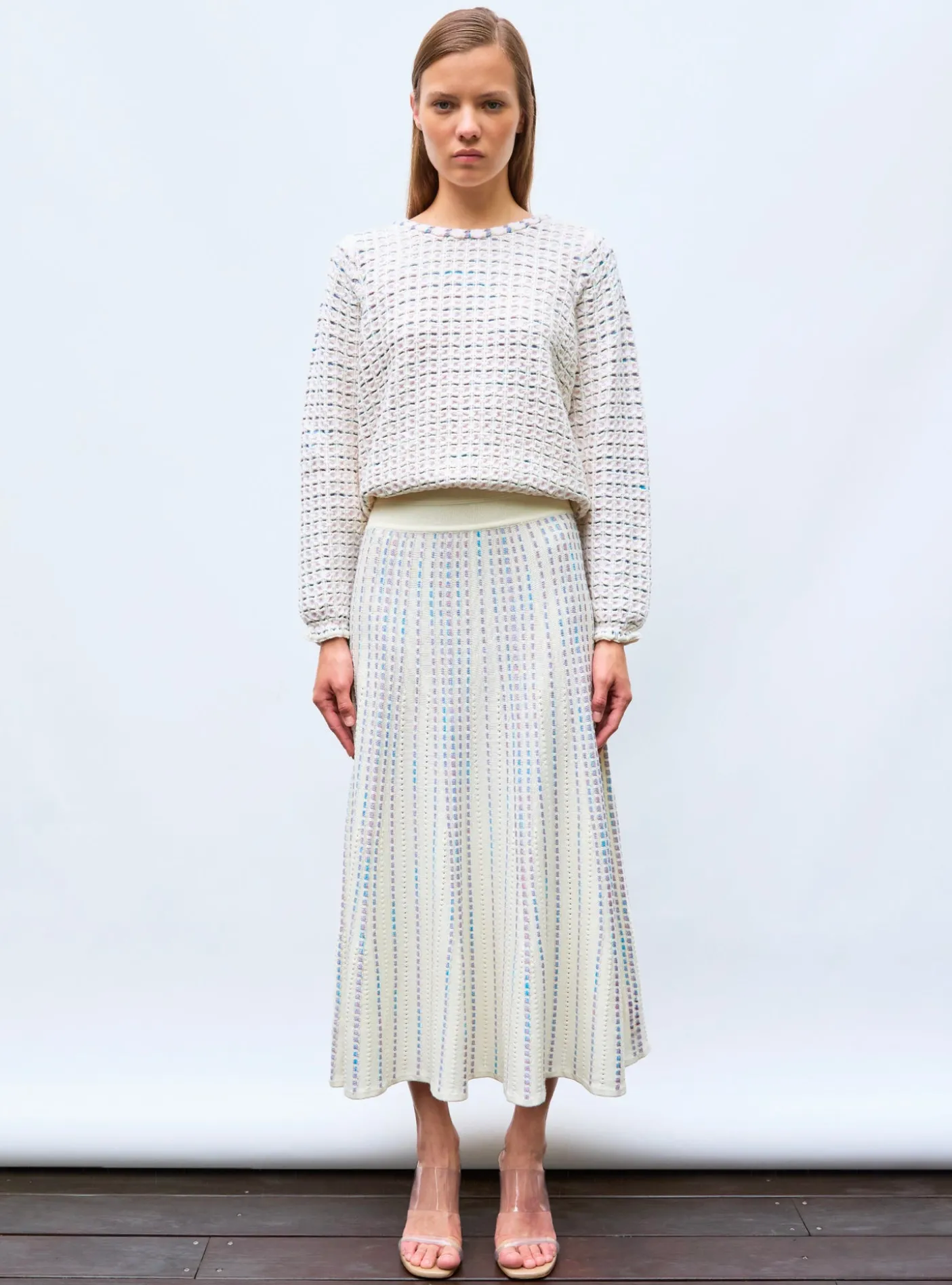 top maille tweedée col rond