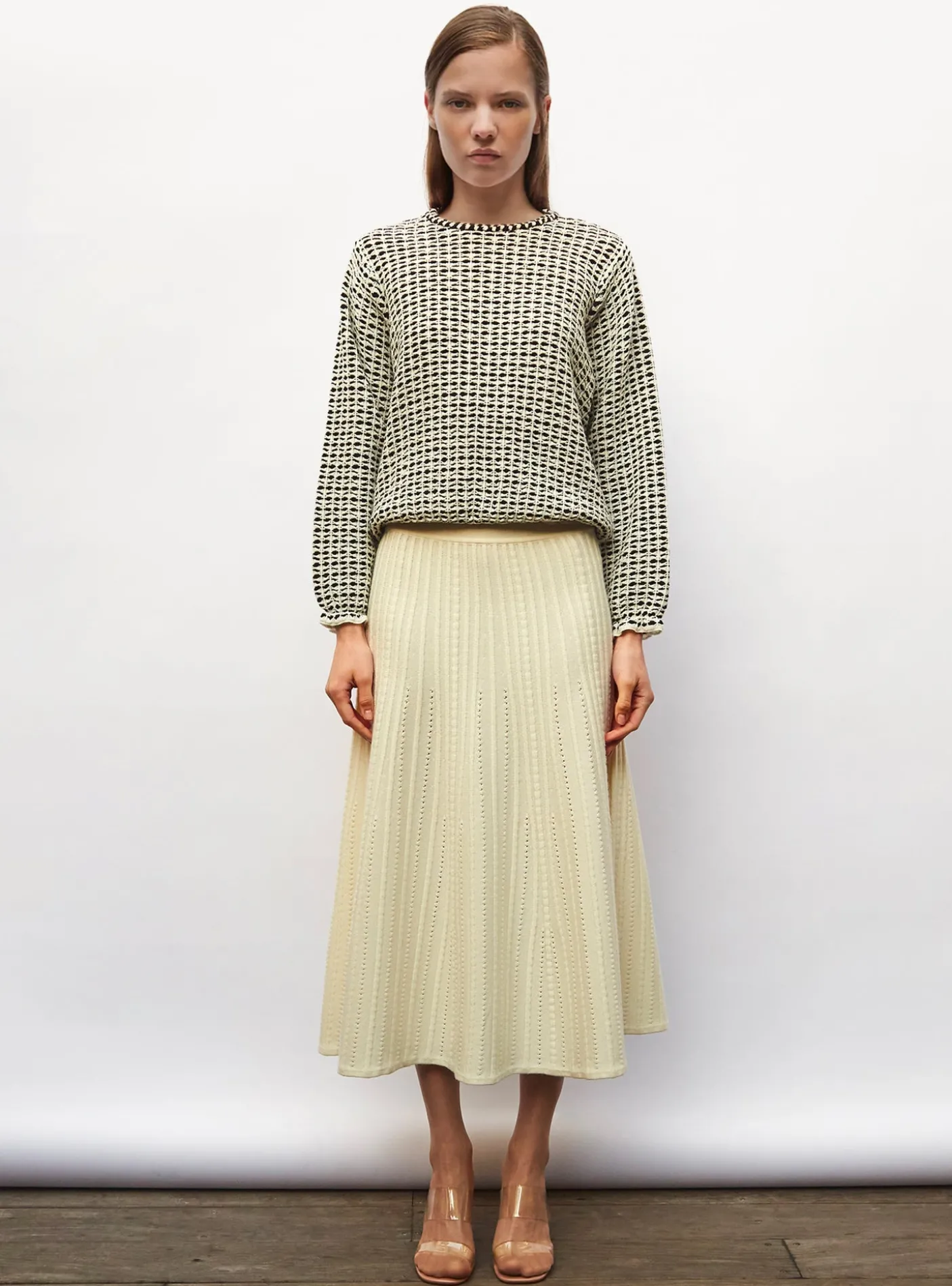 top maille tweedée col rond