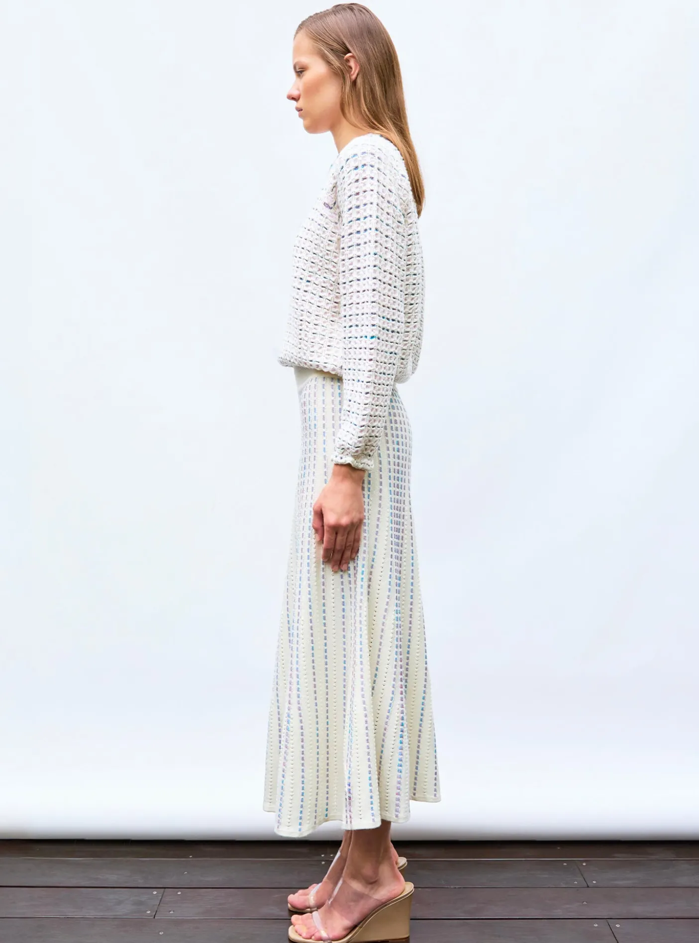 top maille tweedée col rond