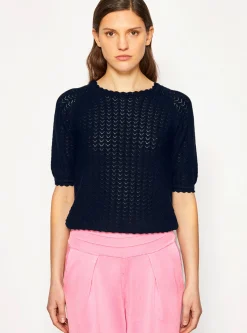 top manches coudes maille pointelle